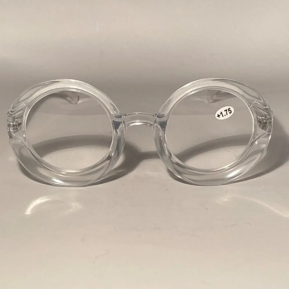 1056 Fern Oversized 1.75 Reading Glasses Readers Round Clear Frames NWT